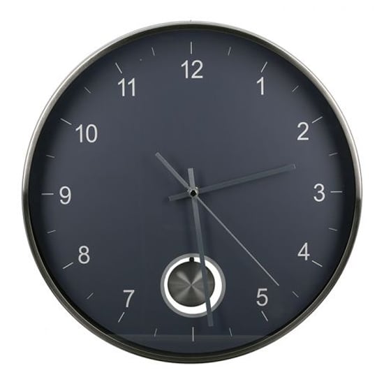 Read more about Comb glass wall clock with dark grey and silver metal frame