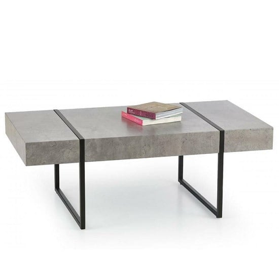 Read more about Sanyu coffee table in stone effect with black metal legs