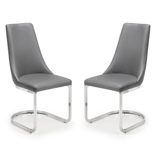 Read more about Caishen grey faux leather cantilever dining chair in pair