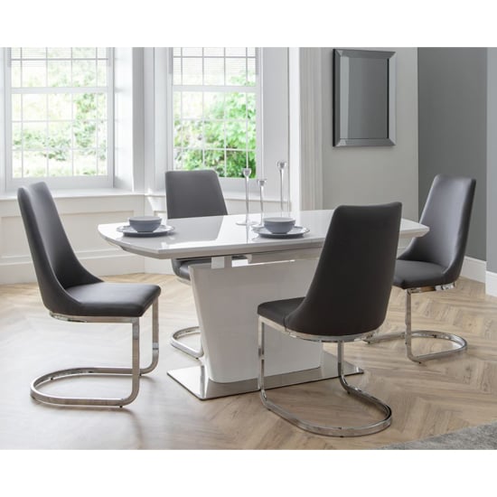 Product photograph of Caishen Extending High Gloss Dining Table In White from Furniture in Fashion