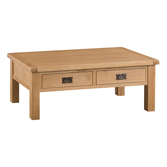 Product photograph of Concan Wooden 2 Drawers Coffee Table In Medium Oak from Furniture in Fashion