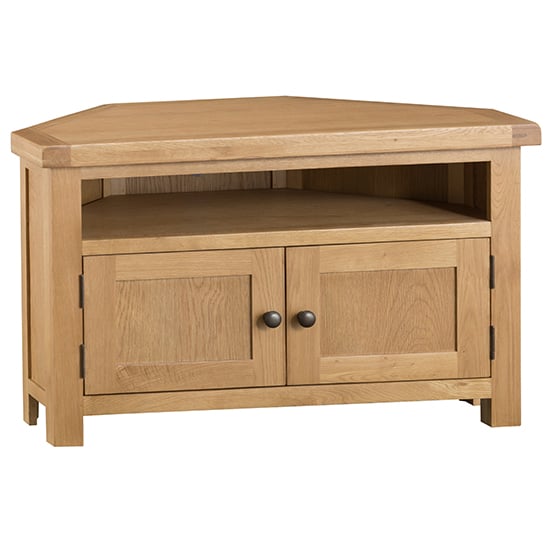 Product photograph of Concan Corner Wooden 2 Doors Tv Stand In Medium Oak from Furniture in Fashion