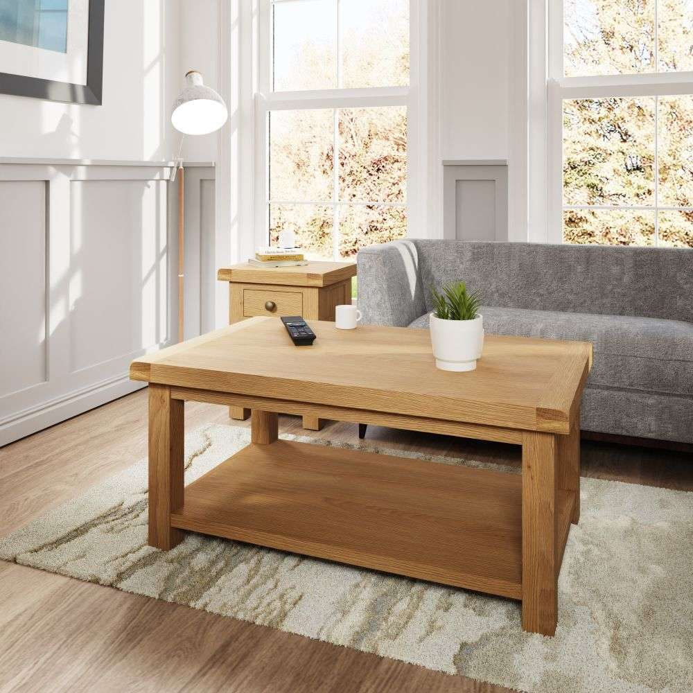 Product photograph of Concan Wooden Coffee Table With Undershelf In Oak from Furniture in Fashion