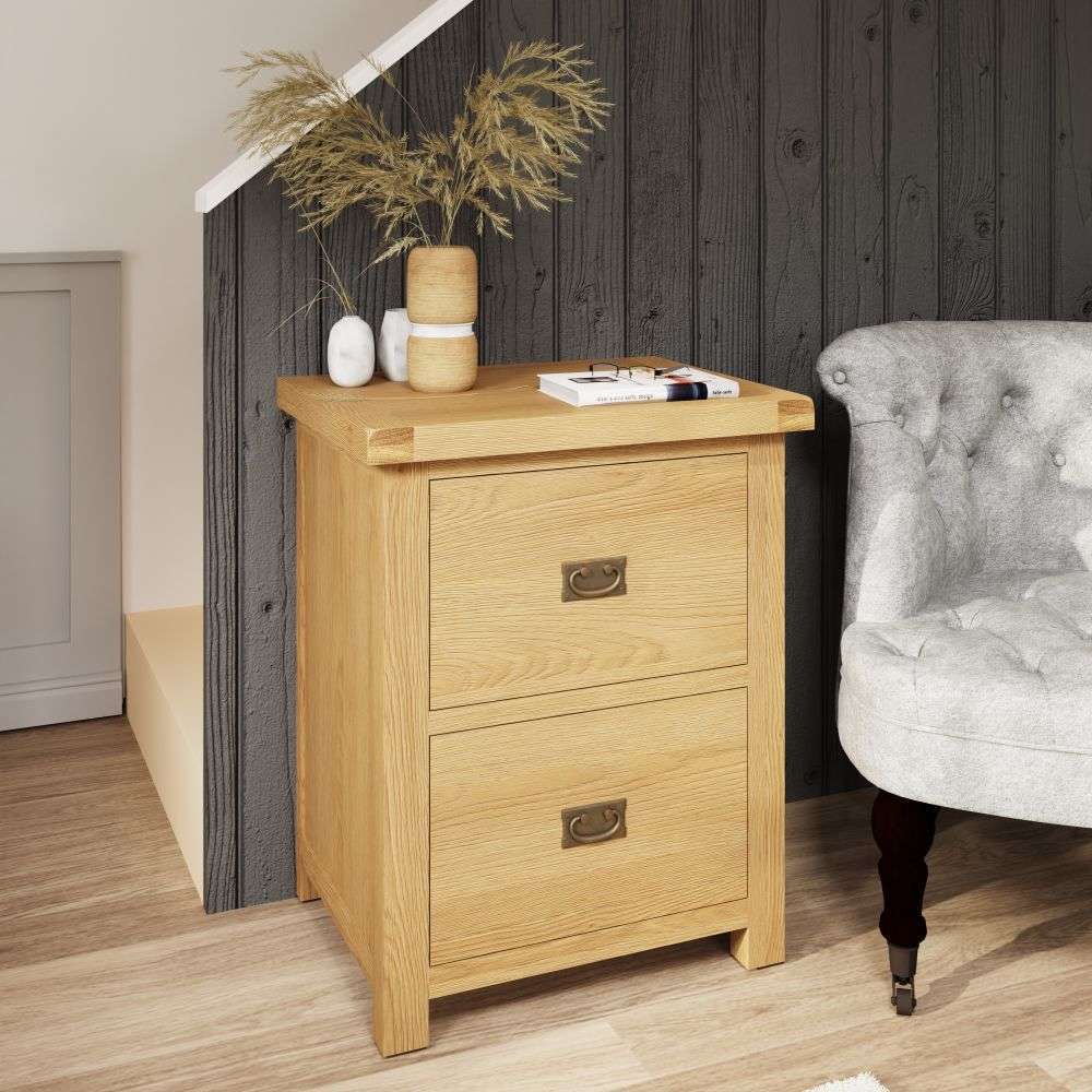 Product photograph of Concan Wooden Filing Cabinet With 2 Drawers In Oak from Furniture in Fashion