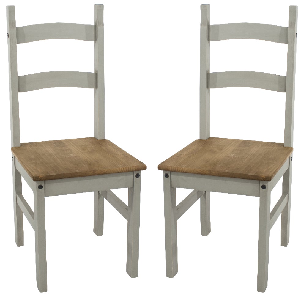 consett grey and oak wooden dining chairs in pair