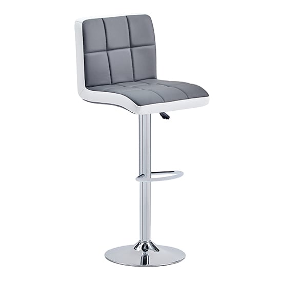 Photo of Copez faux leather bar stool in grey and white
