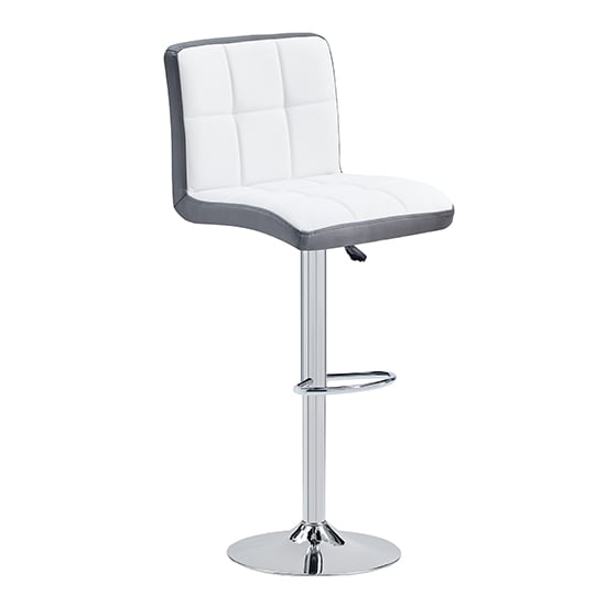 Photo of Copez faux leather bar stool in white and grey