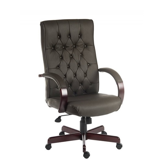 Product photograph of Corbin Executive Office Chair In Brown Faux Leather from Furniture in Fashion