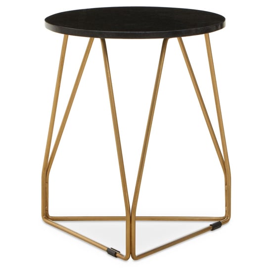 Product photograph of Cordue Black Marble Top Side Table With Gold Metal Frame from Furniture in Fashion