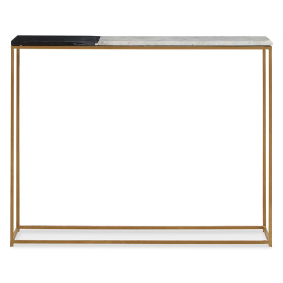 Product photograph of Cordue Black And White Marble Top Console Table With Gold Frame from Furniture in Fashion