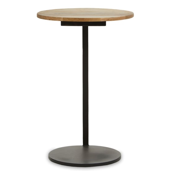Product photograph of Cordue Natural Wooden Top Side Table With Black Metal Base from Furniture in Fashion
