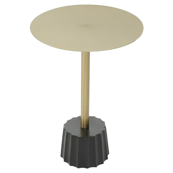 Product photograph of Cordue Round Metal Side Table With Black Base In Gold from Furniture in Fashion