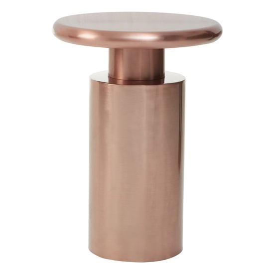 Product photograph of Cordue Round Metal Side Table In Copper Cylindrical Base from Furniture in Fashion