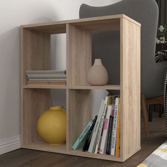 Product photograph of Corfu Wooden Shelving Unit In Oak With 4 Compartments from Furniture in Fashion