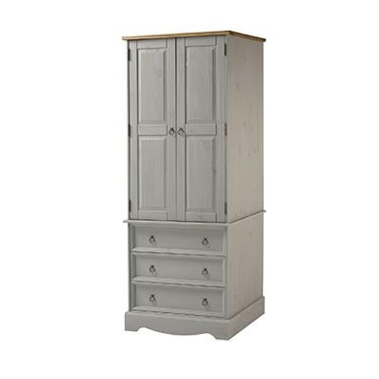 Read more about Consett wardrobe in grey with 2 doors and 3 drawers