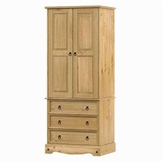 Product photograph of Consett Wardrobe In Oak With 2 Doors And 3 Drawers from Furniture in Fashion