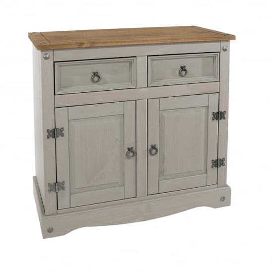 Product photograph of Consett Wooden Small Sideboard In Grey Washed Wax Finish from Furniture in Fashion