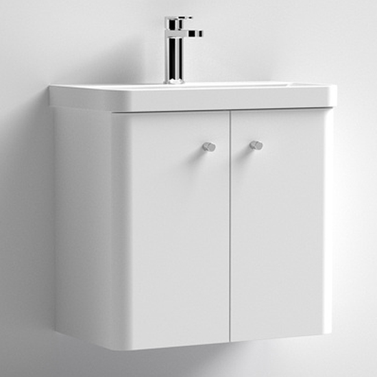 Product photograph of Corinth 60cm Wall Vanity Unit With Basin In Gloss White from Furniture in Fashion