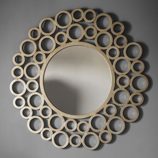 Product photograph of Coronado Stylish Round Wall Mirror In Gold from Furniture in Fashion