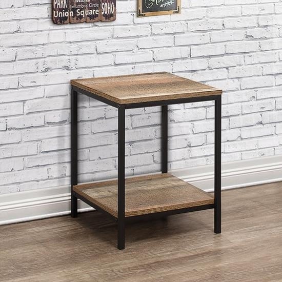 Read more about Coruna wooden lamp table in rustic and metal frame