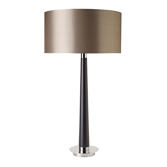 Product photograph of Corvina Mink Fabric Table Lamp In Dark Wood from Furniture in Fashion