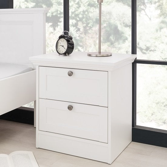 Read more about Country wooden bedside cabinet in white with 2 drawers