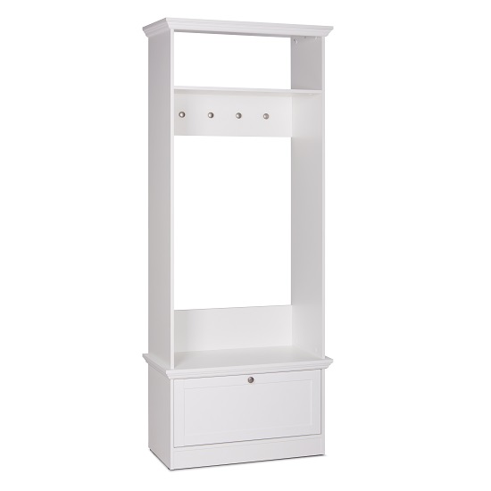 Country Hallway Stand In White With 1 Drawer And 4 Hooks