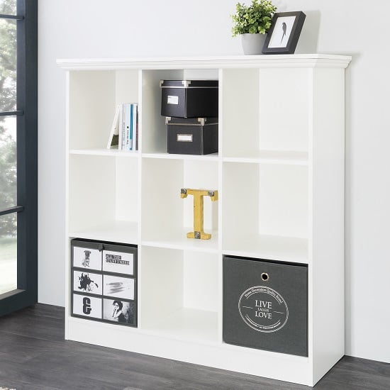Read more about Country wide bookcase small in white with 9 compartments