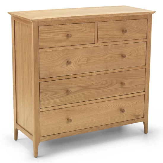 Photo of Courbet wooden chest of drawers in light solid oak with 5 drawer