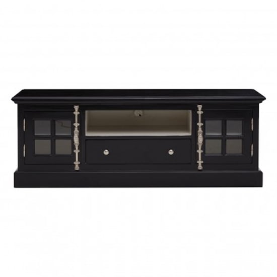 Product photograph of Coveca Wooden 2 Doors 1 Drawer Tv Stand In Black from Furniture in Fashion