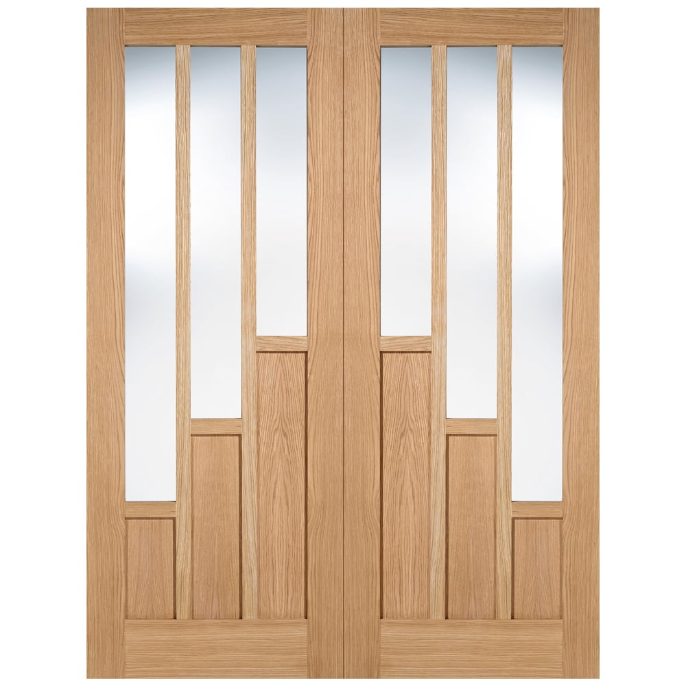 coventry 1981mm x 1067mm clear glass internal door pair in oak