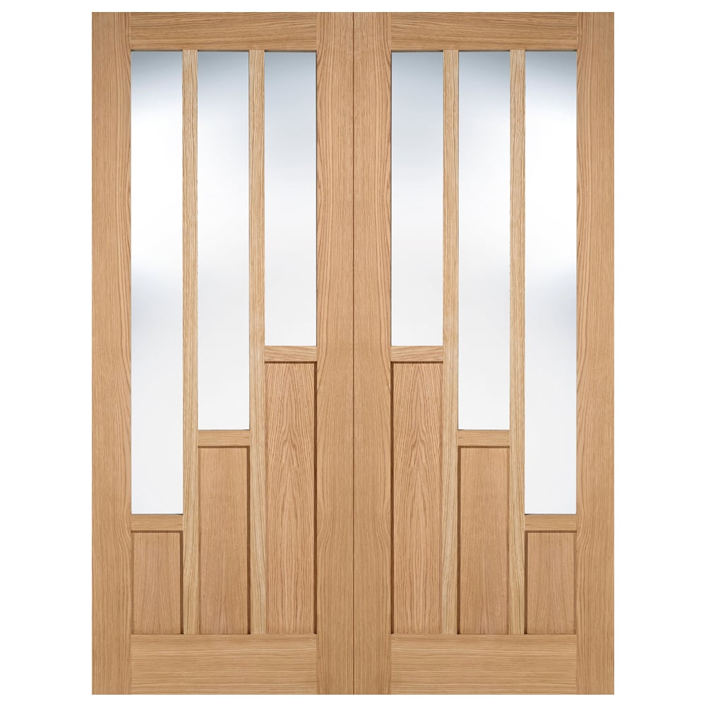 Product photograph of Coventry 1981mm X 1220mm Clear Glass Internal Door Pair In Oak from Furniture in Fashion