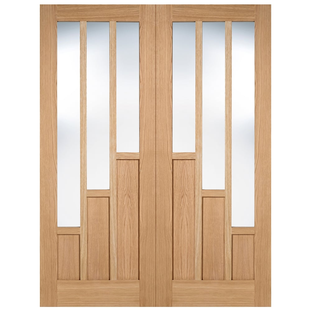 coventry 1981mm x 915mm clear glass internal door pair in oak