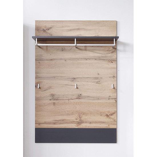 Product photograph of Coyco Wooden Coat Rack In Wotan Oak And Grey from Furniture in Fashion