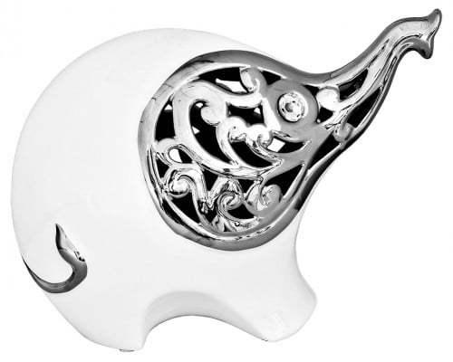 Read more about Elephant sculpture in white and silver