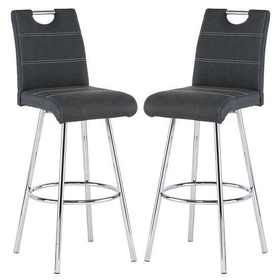 Product photograph of Crafton Black Faux Leather Bar Stools In Pair from Furniture in Fashion