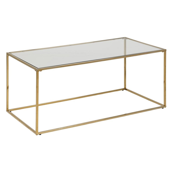 Product photograph of Crawlo Rectangular Clear Glass Coffee Table With Gold Base from Furniture in Fashion