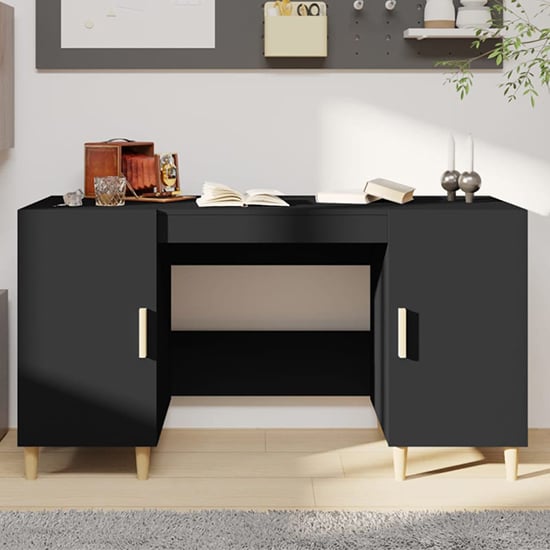 Read more about Cress wooden computer desk with 2 door in black