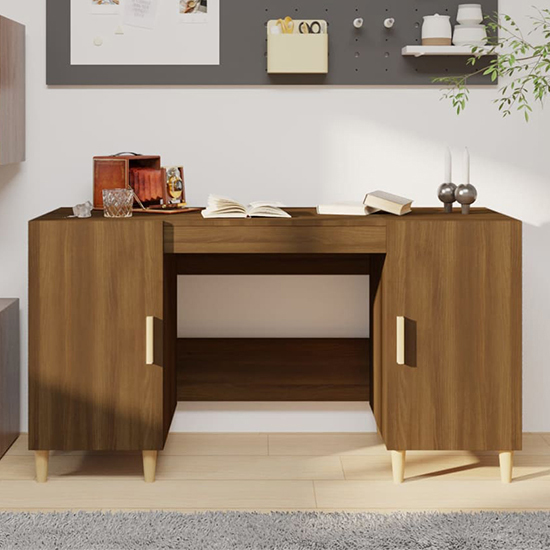 Read more about Cress wooden computer desk with 2 door in brown oak