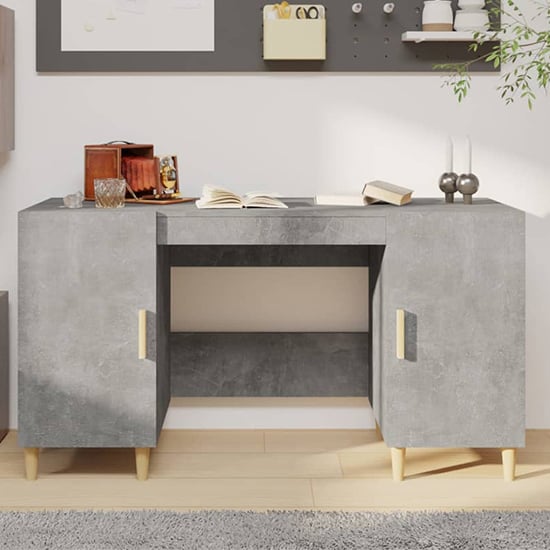 Read more about Cress wooden computer desk with 2 door in concrete effect