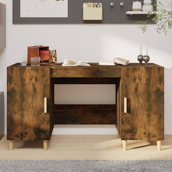 Read more about Cress wooden computer desk with 2 door in smoked oak