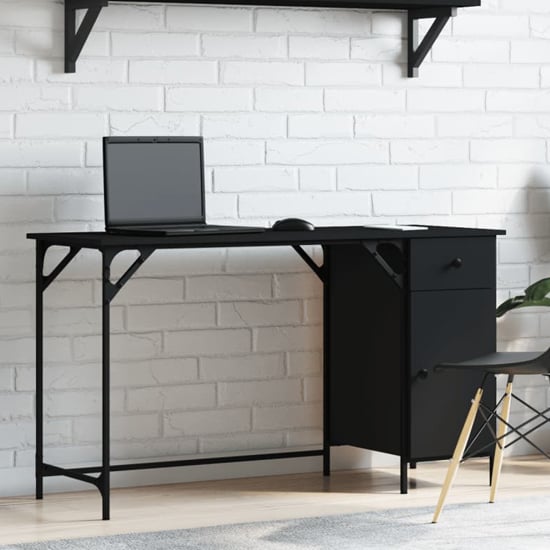Product photograph of Crewe Wooden Laptop Desk With 1 Door In Black from Furniture in Fashion