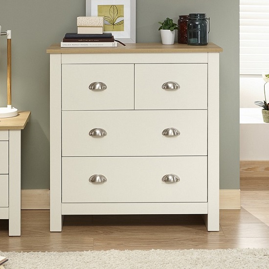 Photo of Loftus chest of drawers in cream with oak effect top
