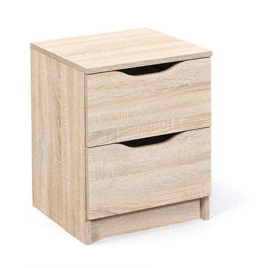 Product photograph of Crick Wooden Bedside Cabinet In Sonoma Oak With 2 Drawers from Furniture in Fashion