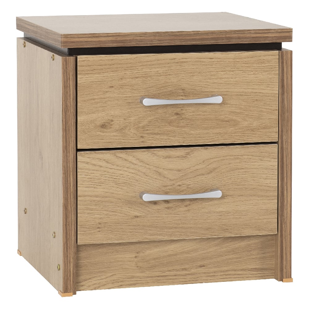 Read more about Crieff wooden bedside cabinet with 2 drawers in oak and walnut