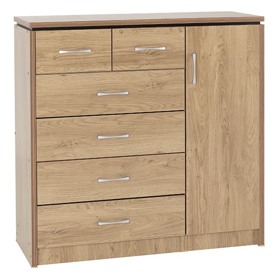 Product photograph of Crieff Wooden Sideboard With 1 Door 6 Drawers In Oak Effect from Furniture in Fashion