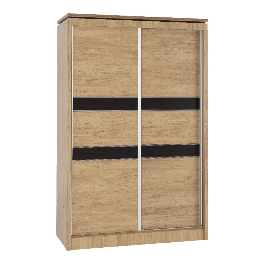 Read more about Crieff wooden wardrobe with 2 sliding doors in oak and walnut