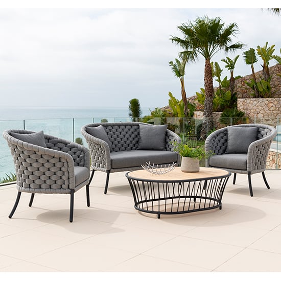 Read more about Crod 2 seater sofa set with robble coffee table in light grey