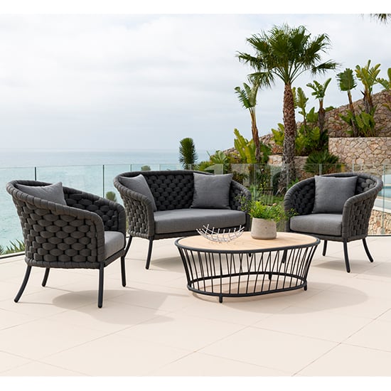 Read more about Crod 2 seater sofa set with roble coffee table in dark grey