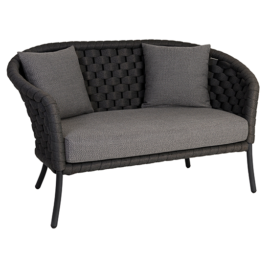Read more about Crod outdoor curved 2 seater sofa with cushion in dark grey